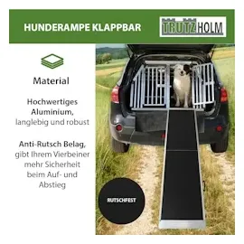 Baumarktplus TRUTZHOLM Hunderampe klappbar 215 cm Traglast 180 kg Alu grau schwarz