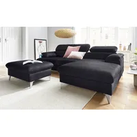 Cotta Polstergarnitur »Caluso«, (2 tlg.), Set: bestehend aus Ecksofa, Hocker, Ecksofa inkl. Kopfteilverstellung grau