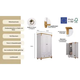 OTTO home Wäscheschrank Tessin 90 x 140 x 38 cm Weiß
