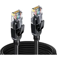 Elfcam Elfcam® - 25 Meter Ethernet Kabel Cat 7 Rund, LAN Kabel mit Vergoldetem RJ45 Stecker, Netzwerkkabel 100% Kupfer Starres Verlegekabel, SFTP, 28 AWG, Schwarz, 25m
