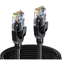Elfcam Elfcam® - 25 Meter Ethernet Kabel Cat 7 Rund, LAN Kabel mit Vergoldetem RJ45 Stecker, Netzwerkkabel 100% Kupfer Starres Verlegekabel, SFTP, 28 AWG, Schwarz, 25m