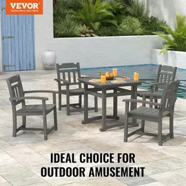 Vevor 5-teiliges Gartenmöbel Set Balkonmöbel Set 1 Tisch + 4 Stühle, 150 kg / 150 kg Sitzgruppe Garnitur Wetterfest Sonnenfest, Essgruppe Garten Terrassenmöbel-Set Modern Balkon Möbel Hellgrau
