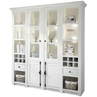 Furn.design Buffet "Hooge" in Pinie weiß Landhaus Vitrinenschrank mit
