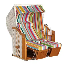 SonnenPartner - Strandkorb Classic 2-sitzer Halbliegemodell Weiß/bunt Mit Sonderausstattung