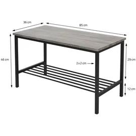 ML-Design Esstisch Set 4-teilig, Eiche-Grau, Esszimmertisch mit 2 Stühlen 1 Bank, Essgruppe für 4 Personen, Sitzgruppe Küchentisch Metallrahmen, Bartisch Set, Esszimmergruppe für Küche Esszimmer
