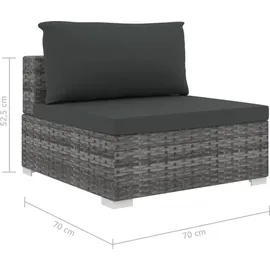 vidaXL Polyrattan Lounge-Set mit Auflagen grau