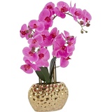 Leonique Kunstpflanze »Orchidee«, Kunstorchidee, im Topf, Kunstpflanzen, 30251625-0 lila/goldfarben B/H: 20 cm x 55 cm