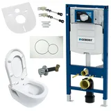 Geberit Hänge Wand WC Taharet Bidet, Absperrventil, spülrandlos aus Keramik kompatibel mit Geberit Vorwandelement
