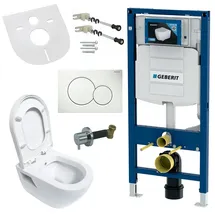 Geberit Hänge Wand WC Taharet Bidet, Absperrventil, spülrandlos aus Keramik kompatibel mit Geberit Vorwandelement