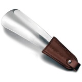 CCUCKY Edelstahl-Schuhlöffel 16.6CM, Tragbarer Metall-Schuhlöffel mit Lederband, leicht anzuziehen, ideal für den Reiseeinsatz, Klassisches Gentleman-Zubehör - 1 Stück (1er Pack)