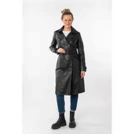 Mauritius Ledermantel "GWTaruh OT", Damen, Gr. M, schwarz, Obermaterial: 100% Schafsleder. Futter: 100% Baumwolle. Ärmelfutter: 100% Polyester, unifarben, regular fit, Mäntel, femininer Leder-Trenchcoat mit Bindegürtel