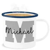 Emaille Becher Blechbecher - Anfangsbuchstabe Tasse - Anfangsbuchstaben Name - Persönliches Geschenk Personalisiert mit Namen bedrucken Initialen Personalisierte Custom Buchstabe Wunschname - 300 ml