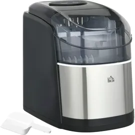 Homcom Eiswürfelmaschine, 1,8L Eiswürfelbereiter mit 1,7L Wassertank, 2 Eiswürfelgrößen, Eisschaufel,