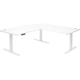 MCW Eck-Schreibtisch MCW-D40, Bürotisch Computertisch elektrisch höhenverstellbar 178x178cm 84kg MVG ~ weiß, weiß
