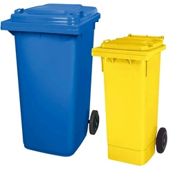 BRB Set mit 1x DIN Mülltonne 80 Liter gelb und 1x DIN Mülltonne 240 Liter blau