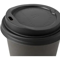 BIOZOYG 50 Stück Einwegdeckel Ø 90mm, schwarz  CPLA Bio Plastikdeckel Kaffeedeckel kompostierbar, biologisch abbaubar, umweltfreundlich