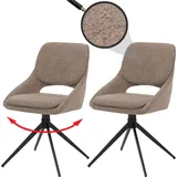 MCW 2er-Set Esszimmerstuhl MCW-N73, Küchenstuhl, drehbar Auto-Return, Stoff/Textil Boucle (540g/m2) Öko-Tex ~ beige