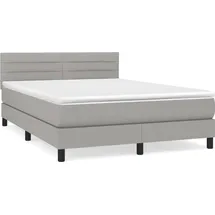 vidaXL Boxspringbett mit Matratze Hellgrau 140x200 cm Stoff