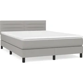 vidaXL Boxspringbett mit Matratze Hellgrau 140x200 cm Stoff