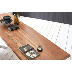 SAM® Esstisch Baumkante massiv Akazie natur 300 x 110 schwarz VALIN