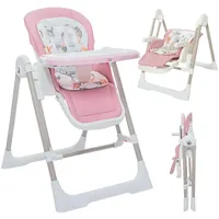 BABY VIVO 3in1 Kinderhochstuhl / Babywippe höhenverstellbar für Kinder - Lulu in Rosa