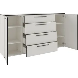 manjana möbel Manjana Kommode 180 x 40 x 99,8 cm Pastellweiß/Schwarz