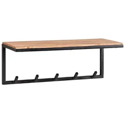 FineBuy Wandgarderobe Holz Metall 70 cm Garderobe mit Ablage Flur Hakenleiste
