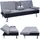 Mendler 3er-Sofa HWC-F60, Couch Schlafsofa Gästebett, Tassenhalter verstellbar 97x166cm ~ Kunstleder/Textil, schwarz/hellgrau