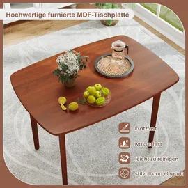 Costway Esstisch, Esszimmertisch mit Beinen, Gummiholz, für 2-4 Personen, Holztisch für Küche, Esszimmer, Walnuss