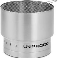 Uniprodo Feuerschale - aus Edelstahl - mit Grillrost -