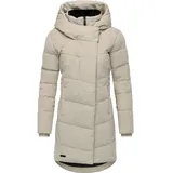 Ragwear Damen Langer Wintermantel wasserdicht in Kord-Optik warmer Steppmantel mit Samt-Haptik Pavla Cordy YOUMODO Bone Gr. S - S
