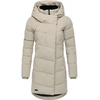Ragwear Damen Langer Wintermantel wasserdicht in Kord-Optik warmer Steppmantel mit Samt-Haptik Pavla Cordy YOUMODO Bone Gr. S - S