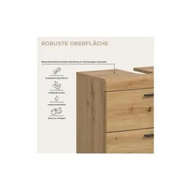 xonox.home Waschbeckenunterschrank 2 Schubladen 60 x 56 x 34 cm Braun/Schwarz