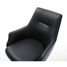 DeLife Freischwinger Alja-Flex mit Armlehnen Echt-Leder Schwarz Freischwinger rund Schwarz Taschenfederkern,