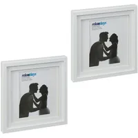 Relaxdays Bilderrahmen 2er Set, 25x25 cm, quadratisch, Fotorahmen zum