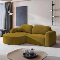 masseno ECKSOFA AMILIA M L-S Gelb Velours-Stoff mit Schlaffunktion