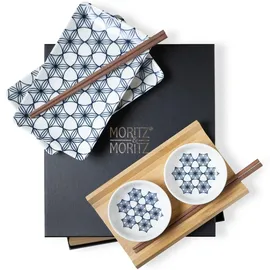 Moritz & Moritz Sushi Geschirr Set 10tlg für 2 Personen Porzellan Blau
