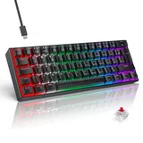 TECURS Mechanische Gaming Tastatur Rote Schalter DE