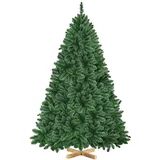 Yaheetech 213,5 cm Künstlicher Weihnachtsbaum mit 1347 Spitzen, schwer entflammbar PVC Tannenbaum