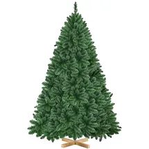 Yaheetech 213,5 cm Künstlicher Weihnachtsbaum mit 1347 Spitzen, schwer entflammbar PVC Tannenbaum