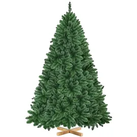 Yaheetech 213,5 cm Künstlicher Weihnachtsbaum mit 1347 Spitzen, schwer entflammbar PVC Tannenbaum
