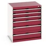 bott cubio Schubladenschrank, Schubladen 3x100 + 2x150 + 1x200 mm, TK je 200 kg, Breite 800 mm, purpurrot