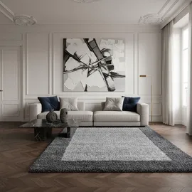 KADIMA DESIGN Hochflorteppich, RHEIN mit Bordüre, Grau, 300 x 400 cm