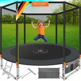 Kesser KESSER® - Trampolin TÜV Rheinland GS Zertifiziert Komplettset mit Sicherheitsnetz, Leiter, Randabdeckung, Seitentasche & Zubehör Kindertrampolin Gartentrampolin Belastbarkeit 150 kg