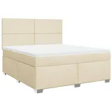 vidaXL Boxspringbett mit Matratze Creme 180x200 cm Stoff