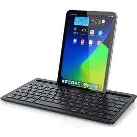 Aplic Bluetooth Tastatur mit Tablet Halterung für iOS, Android, Windows QWERTZ Layout / mit Akku - Schwarz