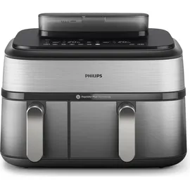 Philips 5000 Series Steam Airfryer Dual Basket NA555/00 Silber/Edelstahl