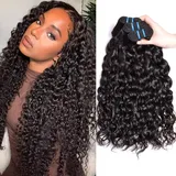 Water Wave Bundles Human Hair Menschliches Haar Brasilianisches Echthaar Tressen Locken Brazilian Virgin Hair Bundles 3 Curly Weave Bundles Human Hair Total 300g 10 12 14 Inch