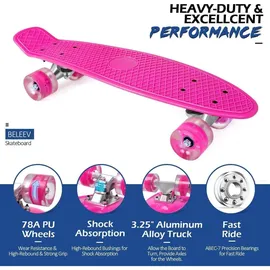 luxuskollektion Skateboard Komplett 22 Zoll Mini Cruiser LED