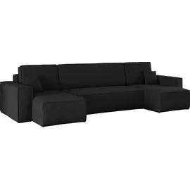 Kaiser Möbel Ecksofa mit schlaffunktion und bettkasten, Sofa U-form, Couch U-form BEST Cord Schwarz